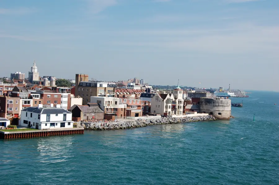 The Round Tower at the entrance to Portsmouth Harbour, with Old Portsmouth behind it